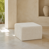 Fiesole Linen Ottoman Beige in a premium Mediterranean interior