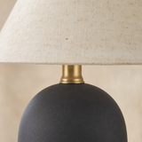 Florence Ceramic Lamp black ceramic brass and linen detail