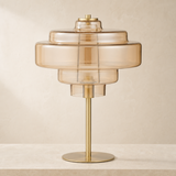 Franklin Amber Glass and Metal Lamp in warm beige Elara studio