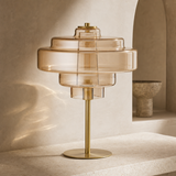 Franklin Amber Glass and Metal Lamp in a premium Mediterranean interior