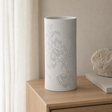 Gia White Porcelain Table Lamp in a minimalist European interior