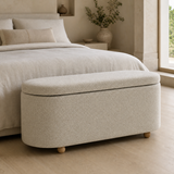 Hostia oak and linen bench in premium Mediterranean bedroom