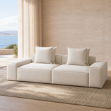 Hudson Haven flax modular sofa two seater in European coastal living room