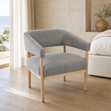 Hyatt grey woven occasional chair in European coastal bedroom