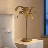 Ibiza Palm Tree Table Lamp Gold — Mediterranean bedroom lifestyle