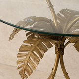 Ibiza Rattan & Iron Side Table — glass edge and antique gold detail