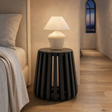 Kaito Marble Side Table in a Mediterranean boutique bedroom