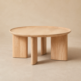 Kofi Tall Accent Table in a warm beige Elara studio