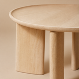 Close-up of the Kofi Tall Accent Table natural mango wood finish