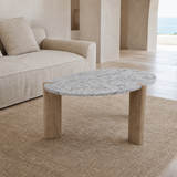 Licata Granite Coffee Table in an airy coastal European living room