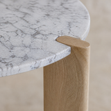 Close-up of the Licata granite top and notched timber support