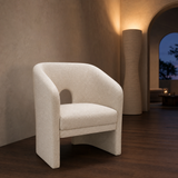 Livenza Cream Fabric Occasional Chair in a minimalist evening lounge