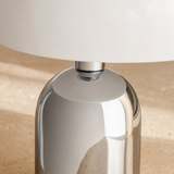 Marlo Ceramic Lamp — chrome finish and shade detail