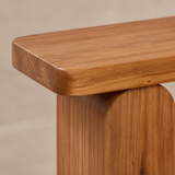 Matera Elm Timber Bench — solid elm grain and joint detail