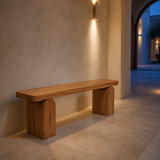 Matera Elm Timber Bench — evening entryway lifestyle