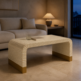 Medina Natural Inlay Coffee Table in an evening living room