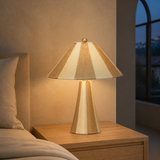 Mellow Ceramic Lamp illuminated at blue hour