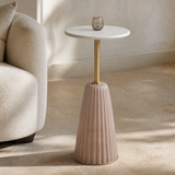 Merida Marble and Gold Side Table in a premium Mediterranean interior