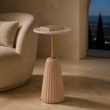 Merida Marble and Gold Side Table at blue hour