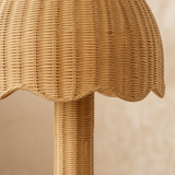 Mia floor lamp natural rattan weave and scalloped shade detail