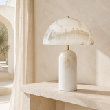 Milano marble resin lamp in a warm Mediterranean interior