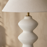 Moka Ceramic Lamp — ceramic linen and brass finish detail