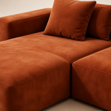Muse terracotta upholstery and modular seam detail