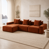 Muse terracotta three-seat chaise from an alternate coastal angle