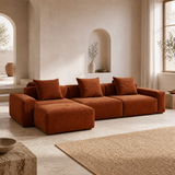 Muse terracotta three-seat chaise in a premium Mediterranean interior