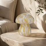 Mushroom glass LED lamp in a premium Mediterranean bedroom