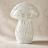 Mushroom Glass LED Lamp White blown-glass finish close-up