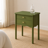 Nelson olive-green bedside table from an alternate angle