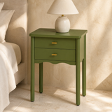 Nelson olive-green bedside table in a premium Mediterranean bedroom