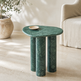 Nettuno green stone side table from an alternate angle