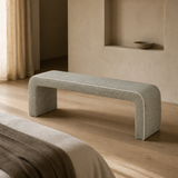 Nova Timber & Fabric Bench in a warm European bedroom