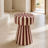 Novara sculptural striped side table from an alternate angle