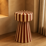 Novara sculptural striped side table in a warm European interior