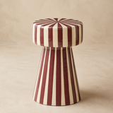 Novara sculptural striped side table in warm beige Elara studio