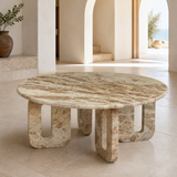 Oliveto sculptural stone table from an alternate angle