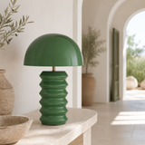Onda forest green metal lamp from an alternate angle