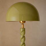 Ormond olive metal and brass floor lamp finish close-up
