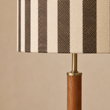 Oslo striped woven shade wood and brass finish close-up