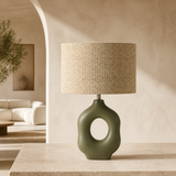 Oslo olive ceramic table lamp in premium Mediterranean interior