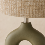 Oslo woven shade silver neck and olive ceramic finish close-up