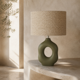 Oslo olive ceramic table lamp alternate three-quarter view