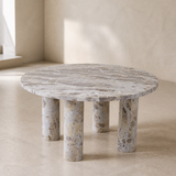 Palazzo taupe marble coffee table from an alternate angle