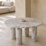 Palazzo taupe marble coffee table in a premium Mediterranean interior