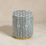Palermo mosaic cylinder accent stool in warm beige Elara studio