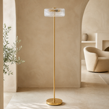 Park brass and ribbed glass floor lamp in a premium Mediterranean interior