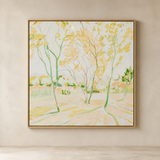 Parker framed abstract grove artwork in a warm beige Elara studio